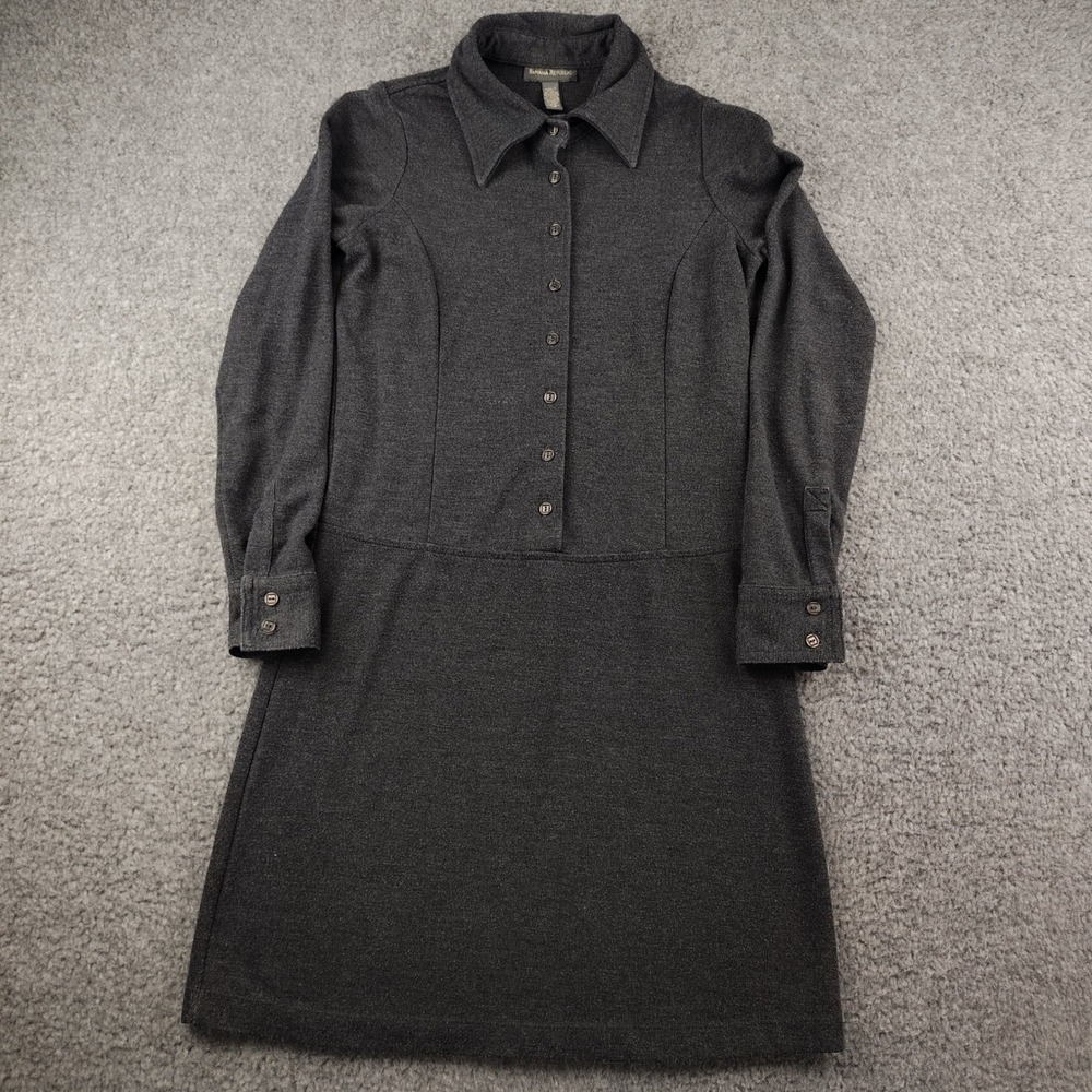Banana Republic Shirt Dress Womens XS Gray Long Sleeve Button Front Peasant Goth